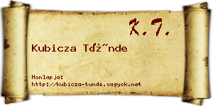 Kubicza Tünde névjegykártya